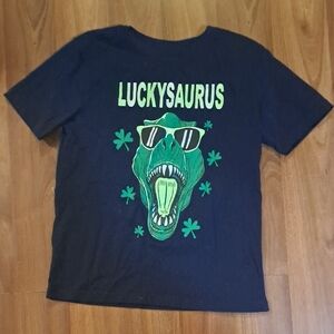 George Black Tee with Neon Green 'Luckysaurus' Graphic